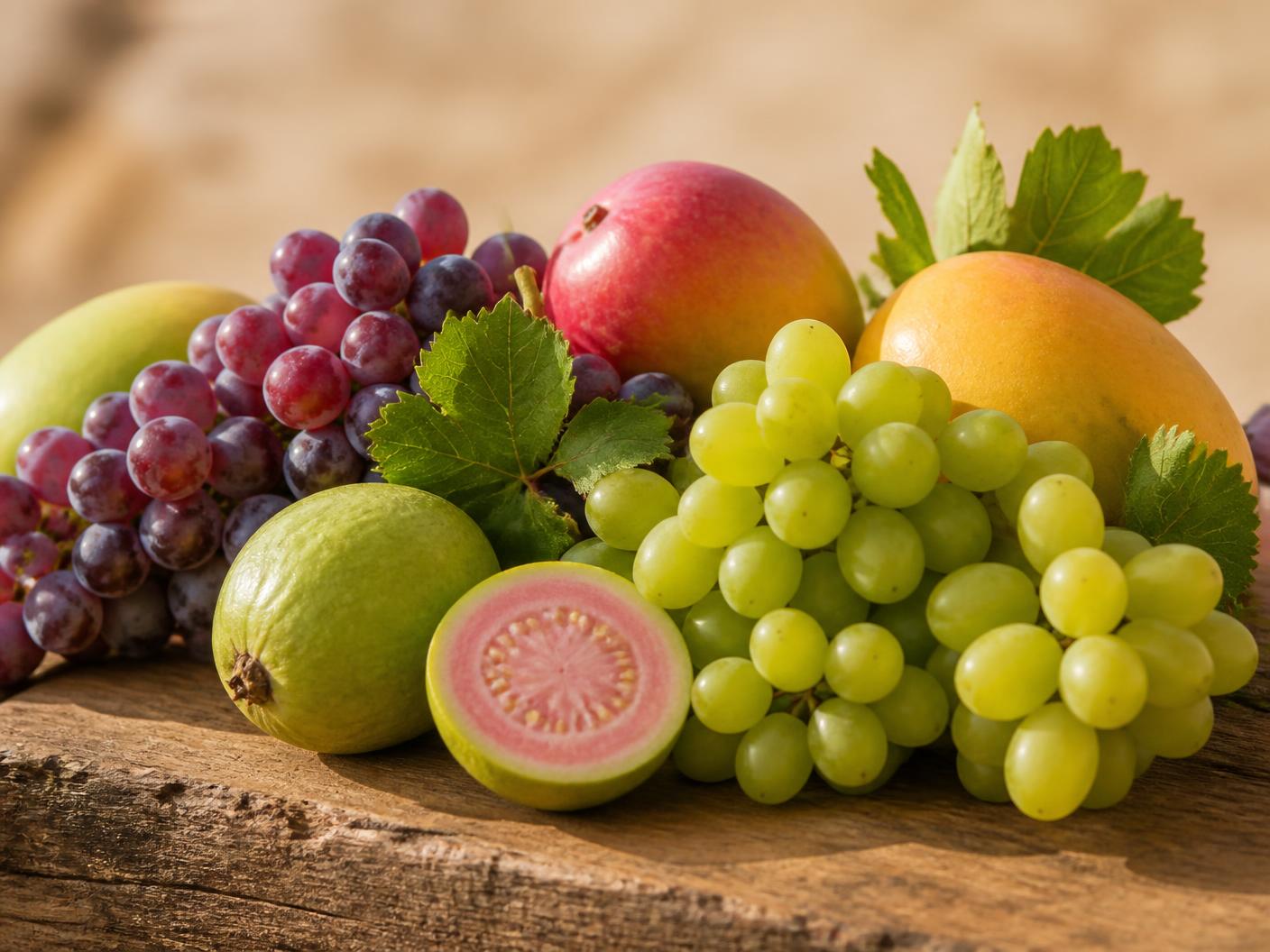 Uvas, mangas e goiabas colhidas no Vale do São Francisco